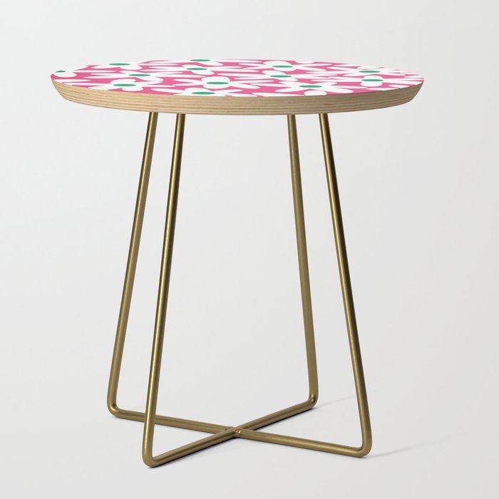 Daisy Time Colorful Retro Floral Pattern Preppy Pink Green White Side Table
