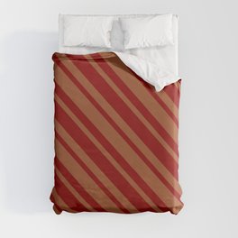 [ Thumbnail: Dark Red and Sienna Colored Lines/Stripes Pattern Duvet Cover ]