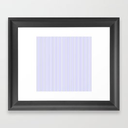 Periwinkle Blue and White Micro Vertical Vintage English Country Cottage Ticking Stripe Framed Art Print