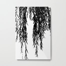 Tree Print - Minimal Tree - Black and White - Elegant Willow Tree - Japanese Nature photography Metal Print | Black And White, Eleganttreeprint, Minimalwallart, Scandi, Nordicdecor, Contemporarynature, Ingridbeddoes, Willowtree, Artprint, Photo 