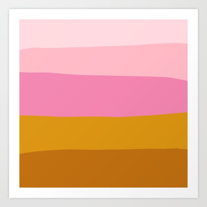 Abstract Organic Color Blocking in Pink and Honey Gold Art Print