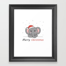 Elephant Christmas Snow Winter Animals Elephants Framed Art Print