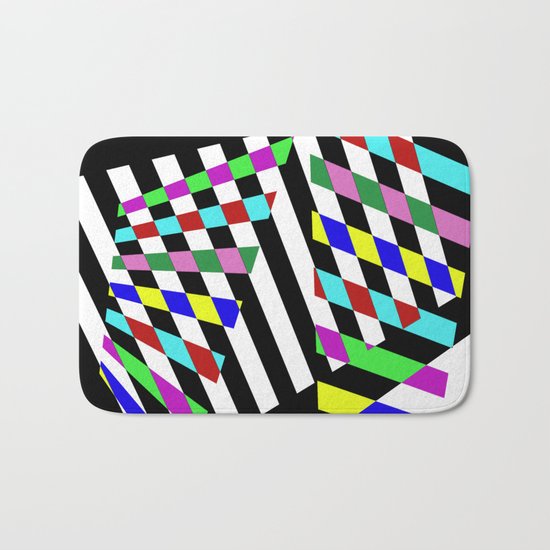 Lost Dimension - Abstract 3D style, multicoloured, geometric artwork Bath Mat