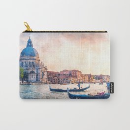 Venice Gondolas, Italy Carry-All Pouch | Watercolor, Venicephoto, Panoramic, Blue, Architecture, Sky, Sea, Cityskyline, Cityscape, Buildings 