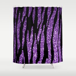Black and Purple Glitter Zebra Stripes Shower Curtain