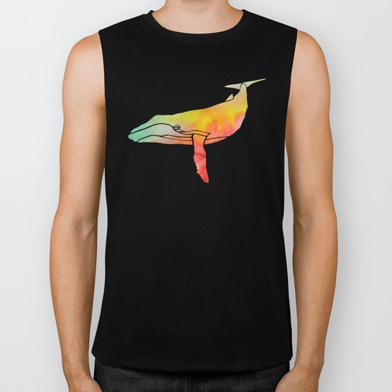 Watercolor Whale Biker Tank