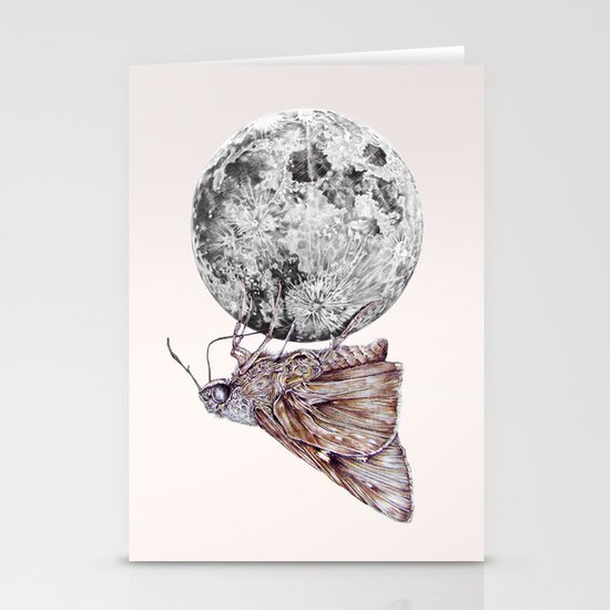 In which a moth is enticed by the light of the moon Stationery Cards