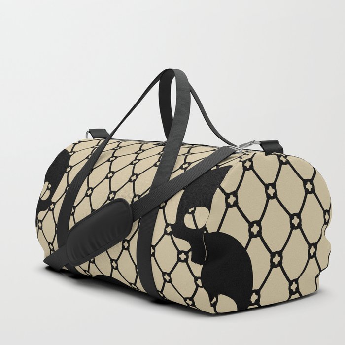 Black skulls Lace Gothic Pattern on Beige Duffle Bag