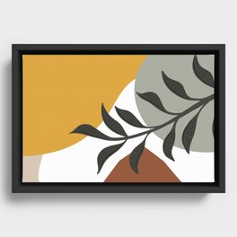 Gold Green Terracotta Modern Botanical Leaves Contemporary Shape Collection 3 Framed Canvas