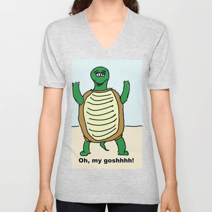 Drunk Turtle w/caption V Neck T Shirt