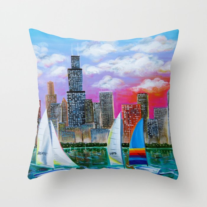Magnificent Chicago Skyline Throw Pillow