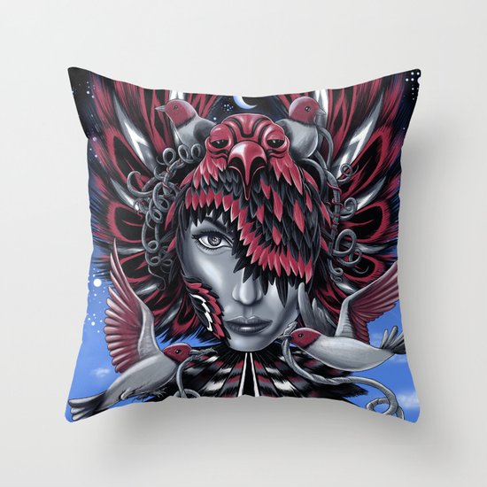 Bird Mask 2 Throw Pillow