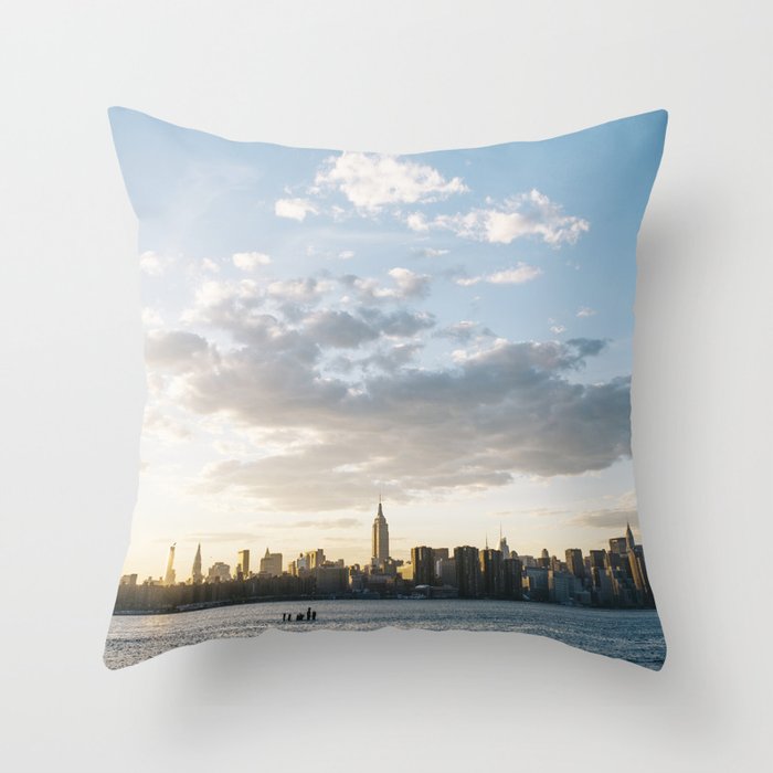  Sunset over East River skyline in New York City, USA - Travel Photography fine art wall print Throw Pillow