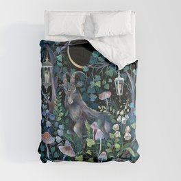 Black Goat Moon Garden Comforter
