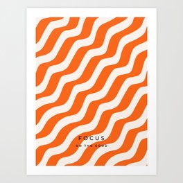 Orange Abstract Lines Pattern Retro Stripes Decor Midcentruty Modern Tangerine Boho Waves Shape Art Print