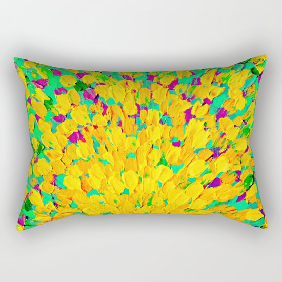 SPRING SPLASH - Bright Cheerful Lime Sunshine Yellow Lavender Lilac Purple Ocean Beach Waves Rectangular Pillow