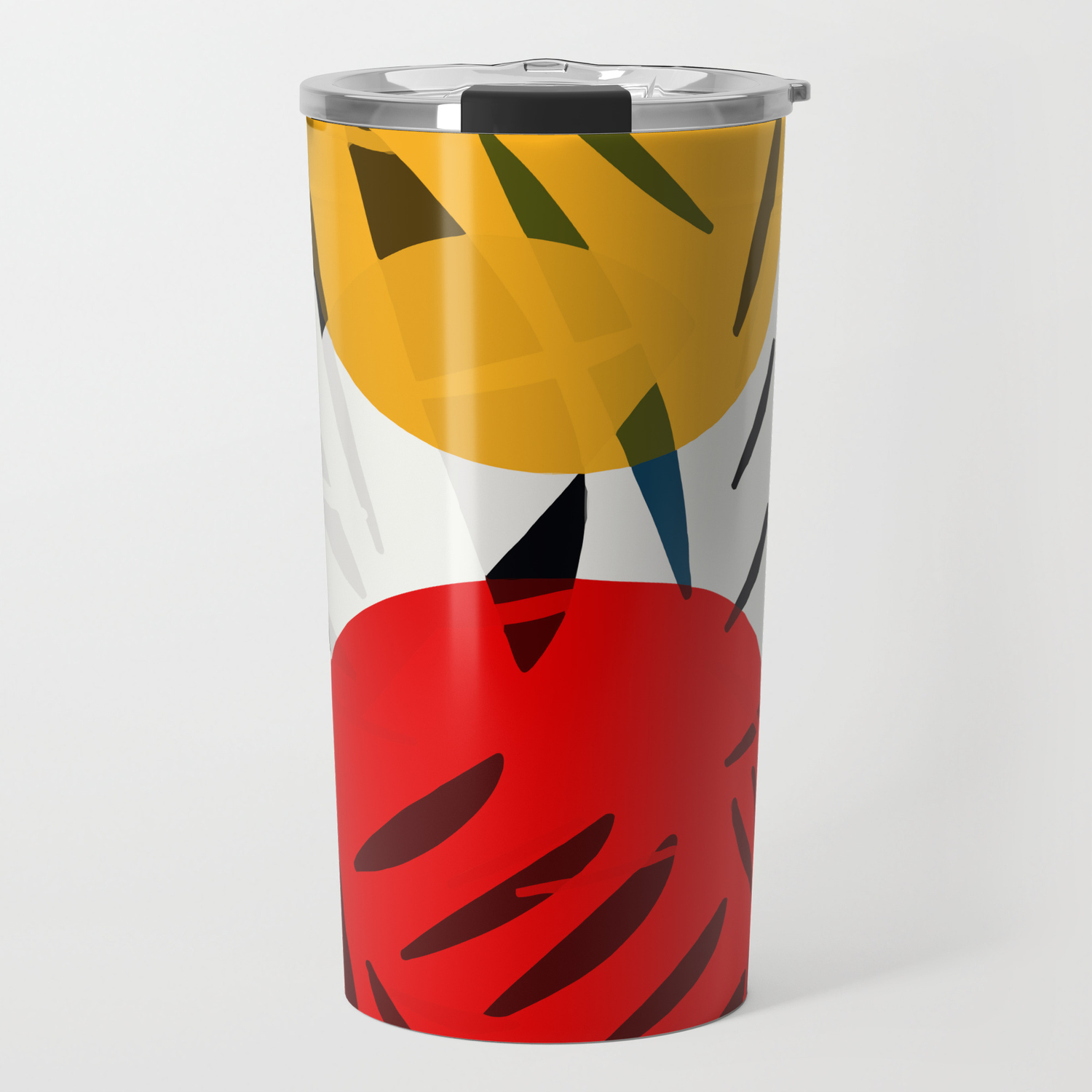 Yellow And Red Abstract Art Graphic Design Travel Mug By