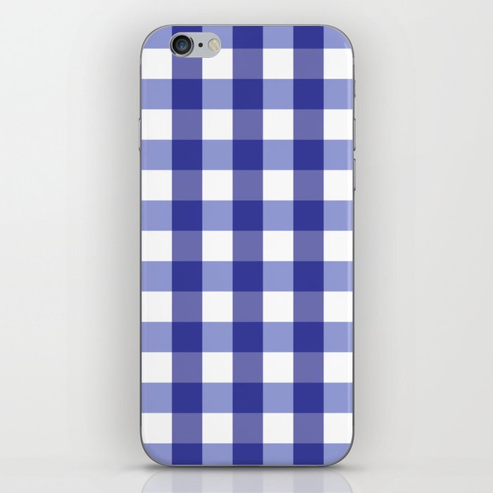 Gingham Plaid Pattern (blue/white) iPhone Skin