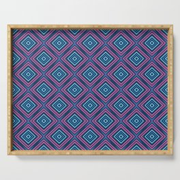 Blue and Purple Square Pattern Serving Tray