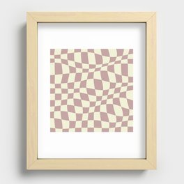 Warped Checkered Pattern (dusty rose pink/cream) Recessed Framed Print