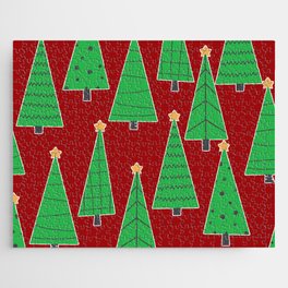 christmas trees in red Jigsaw Puzzle