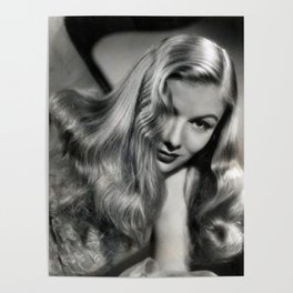 Peekaboo Hairdo of Veronica Lake, Hollywood Starlet black and white photograph / black and white photography Poster