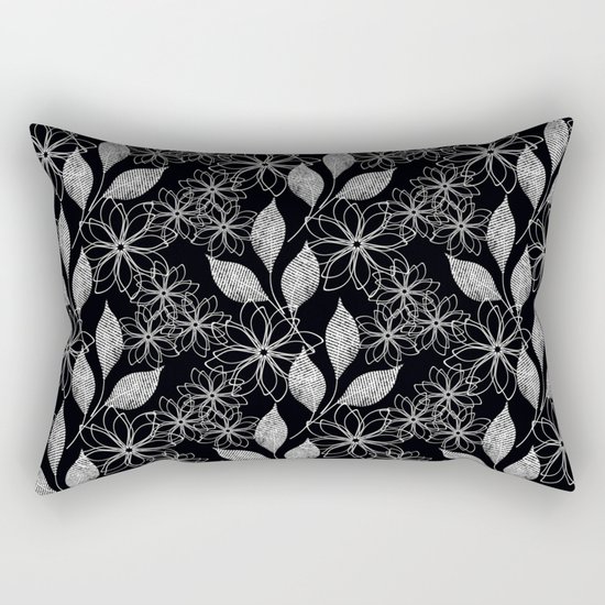 Abstract floral black and white pattern. Rectangular Pillow