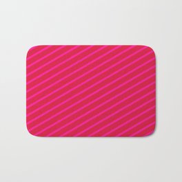 [ Thumbnail: Crimson and Deep Pink Colored Striped/Lined Pattern Bath Mat ]