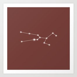 TAURUS Brick Red – Zodiac Astrology Star Constellation Art Print