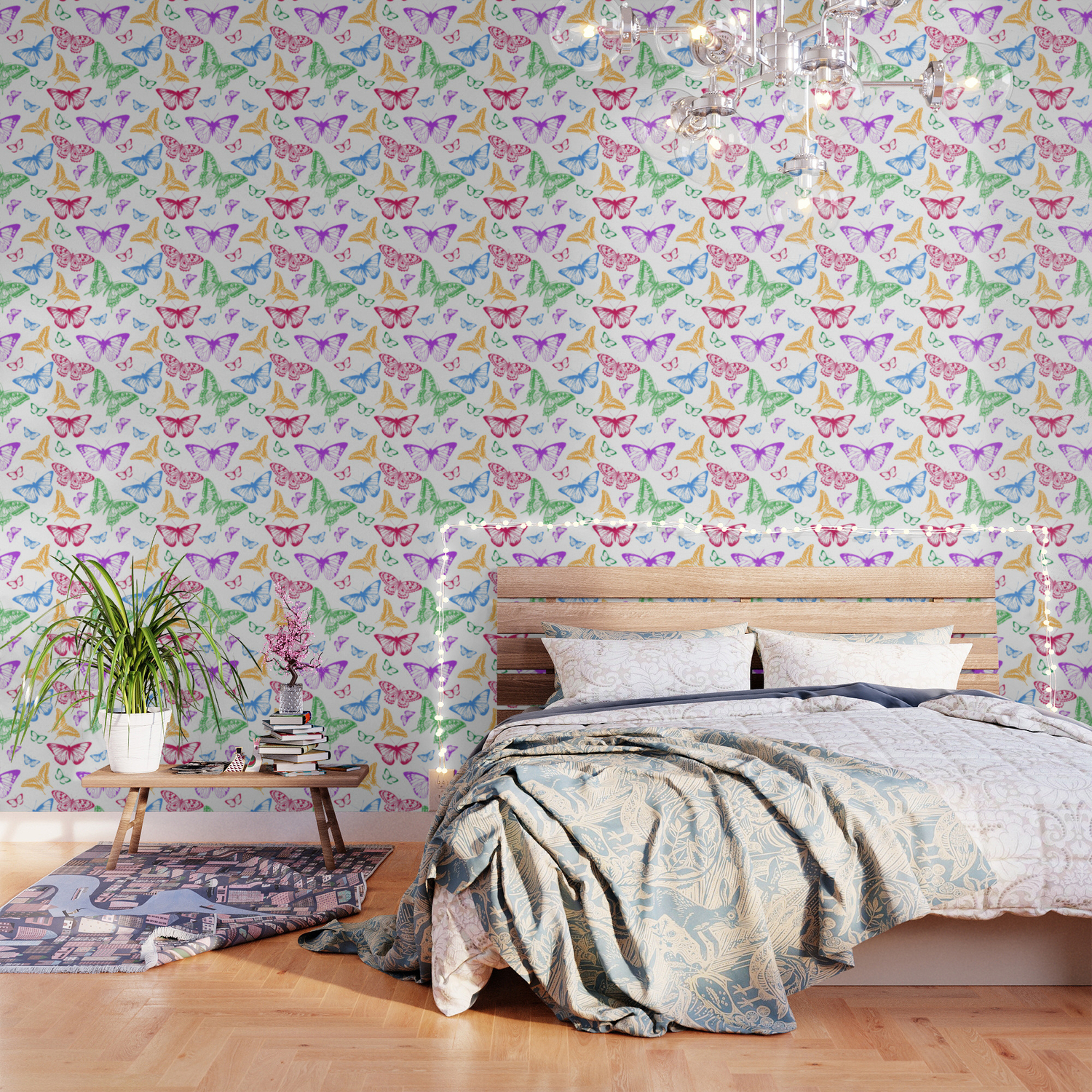 Colorful Rainbow Butterflies Wallpaper By Redwyverndesigns Society6
