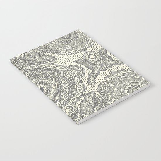 Rain in the Garden - grey and cream Notebook