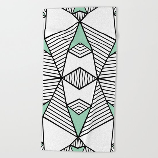 Triangle Tribal Mint Beach Towel