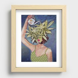 Pot Head Poster, Trippy Poster, Cannabis Poster, Vintage Cannabis Art, Marijuana Poster, Pot Head, Vintage Digital Print Recessed Framed Print