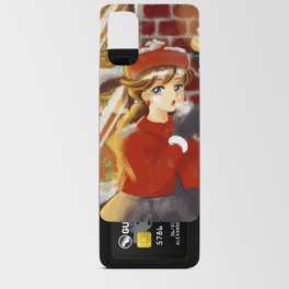 Retro Anime Snowy Christmas Shop Window Girl Android Card Case