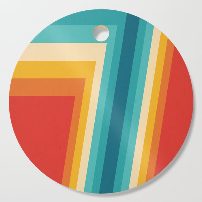 Colorful Retro Stripes 70s 80s Abstract Design Cutting Board By