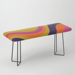 Retro Waves Abstract Pattern Lime Blue Magenta Orange Bench