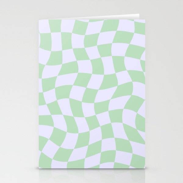 acid checked_ivory + mint Stationery Cards