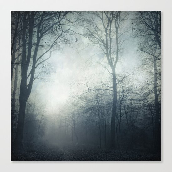 Dark Path - Misty Forest in November Canvas Print