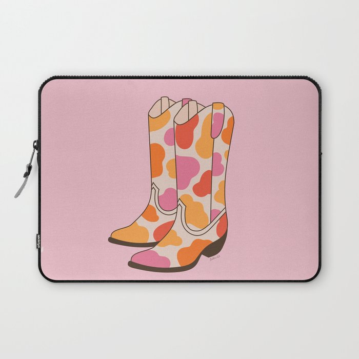 Western Cowgirl Boots Cute Pink Cowboy Laptop Sleeve
