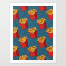 FAST FOOD / Fries - pattern Art Print