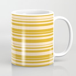 [ Thumbnail: Goldenrod and Bisque Colored Striped/Lined Pattern Coffee Mug ]