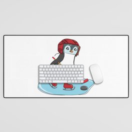 Ice Hockey Cute Penguin Cartoon Desk Mat