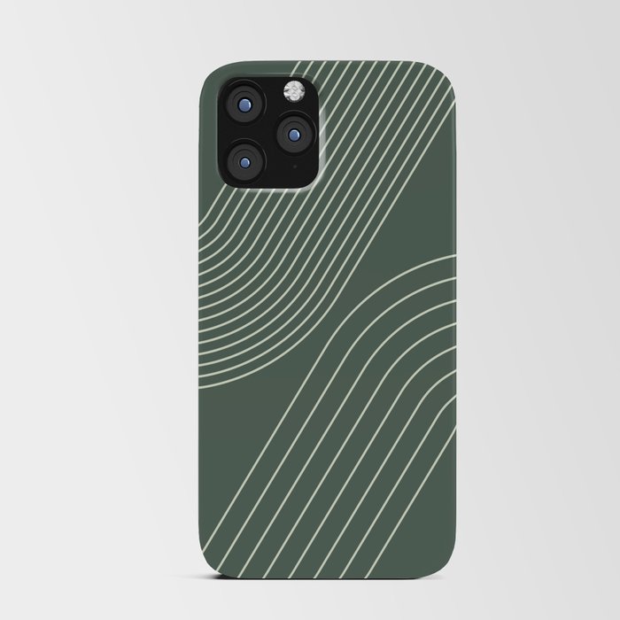 Geometric Lines Pattern 5 in Sage Green (Rainbow Abstract) iPhone Card Case