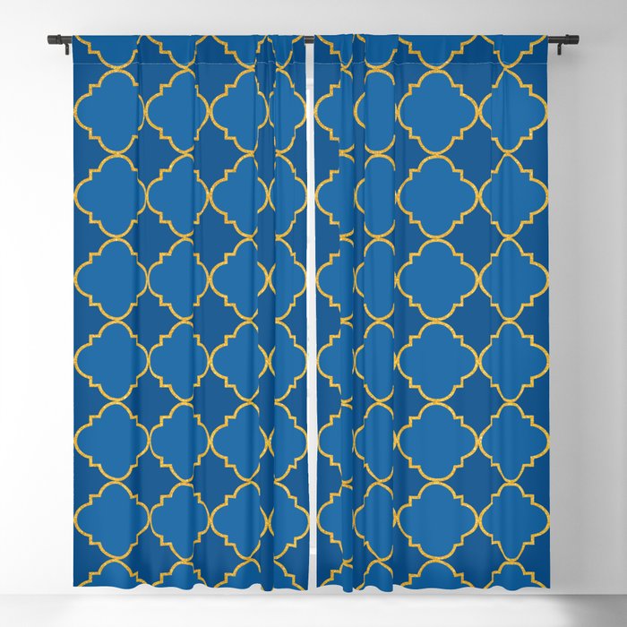 Classic Blue Quatrefoil Pattern Blackout Curtain