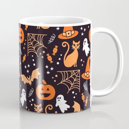 Halloween party illustrations orange, black Mug