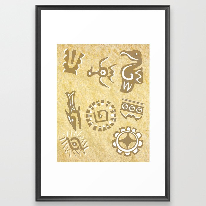 Prehispanic Symbols Framed Art Print