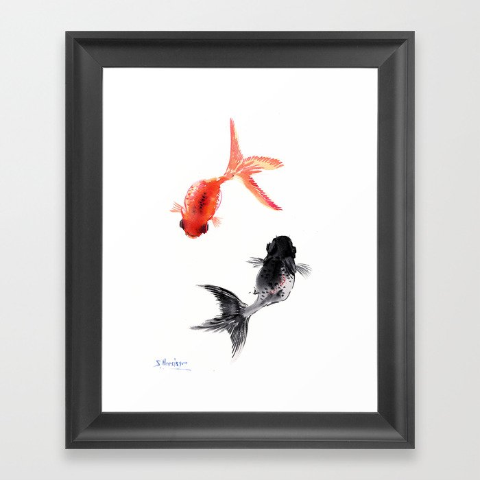 Two KOI , Feng Shui, Fish art, Framed Art Print