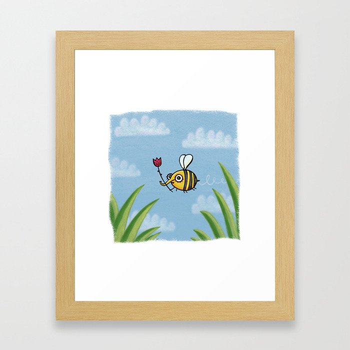 Happy Bee Framed Art Print