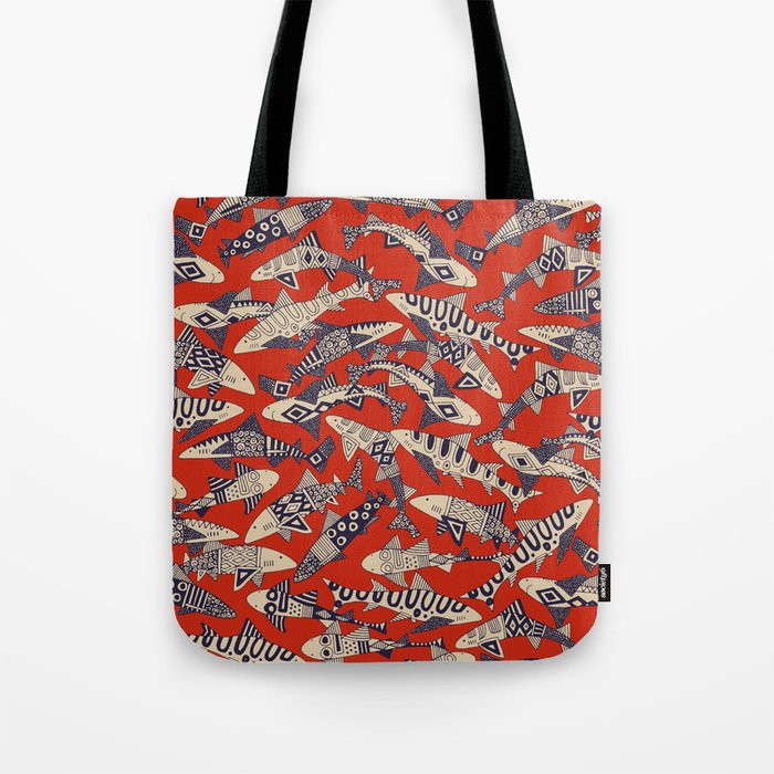 shark party red Tote Bag