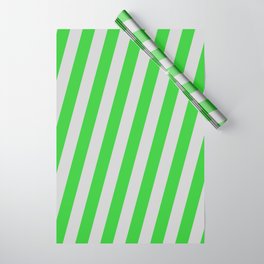 [ Thumbnail: Light Grey & Lime Green Colored Stripes Pattern Wrapping Paper ]